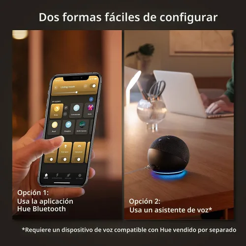 Vista 6 de Philips Hue - Bombilla LED inteligente vintage Edison de filamento regulable White Ambiance ST19, 7W, blanco - Paquete de 1 - E26 - Control