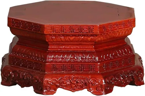 Vista 7 de GOLDY&WENDY Madera Rosewood Lotus Vajra Buda Base Rectangular Tallado Artesanía Pedestal