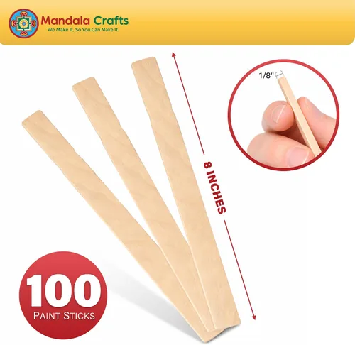 Vista 2 de Mandala Crafts 8 Inch Wooden Sticks Paint Stirrers for Acrylic Epoxy Resin