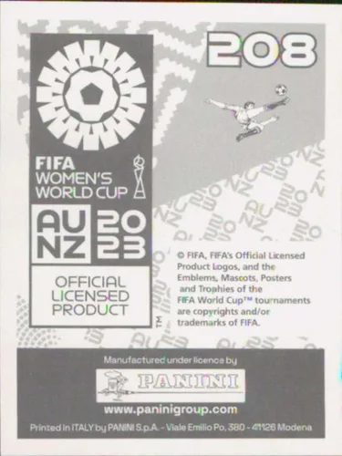 Vista 2 de Panini FIFA - Calcomanías para la Copa Mundial Femenina 2023 #208 Jun Endo Japón Mini Pegatina de Futbol de Fútbol
