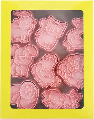 Vista 9 de Juego de sellos de galletas de animales de granja de dibujos animados, juego de sellos de galletas de fondant, cortadores de galletas de pastelería