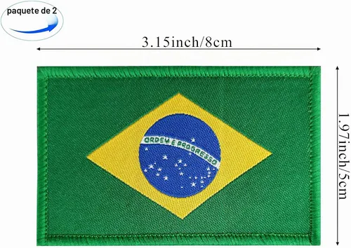 Vista 4 de JBCD Paquete de 2 parches de bandera de Brasil, banderas brasileñas tácticas para ropa, sombrero, equipo, militares