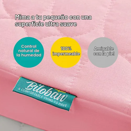 Vista 2 de Paquete de 2 sábanas protectoras para colchón de cuna, impermeables, 52 x 28 pulgadas Funda acolchada para colchón de cuna ajustada para colchón