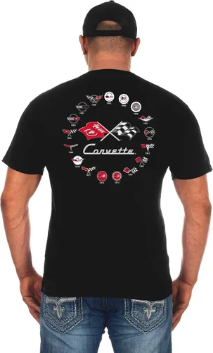 Vista 3 de JH Design - Camisetas de manga corta para hombre Chevy Corvette con cuello redondo
