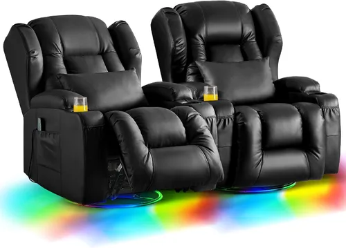 Vista 15 de DRMBOOK Sillas reclinables giratorias de doble motor con masaje y calor Gris