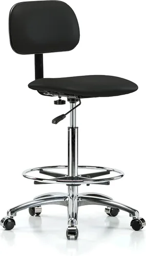 Vista 79 de Perch - Silla de laboratorio cromada con respaldo ajustable, altura del escritorio de 17 a 22 pulgadas, tela negra