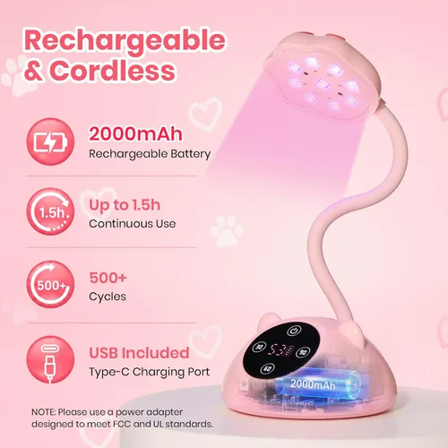 Vista 3 de Beetles - Lámpara de uñas con cuello de cisne (36 mW/cm², inalámbrica, UV, 36 mW/cm²) Rechargeable 2000mAh UV Light for Gel Nails Press on Nails