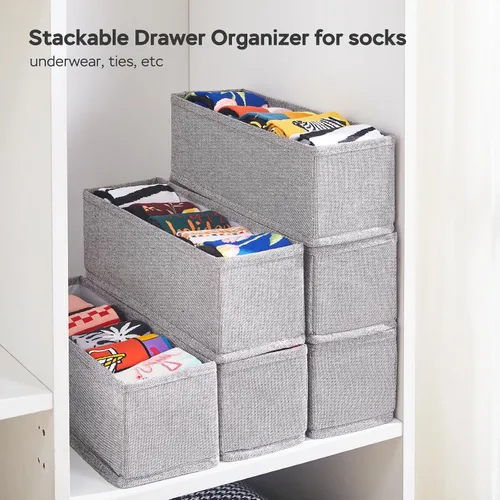 Vista 5 de MURRI&MURRDI Mini organizador plegable para cajones de ropa, 6 piezas, organizador de cajones de tela estrecho para guardería, pequeños contenedores