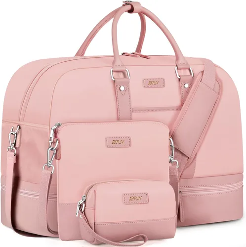 Vista 40 de IBFUN Bolsas de fin de semana para mujer, bolsa grande de lona para viaje, bolsa de viaje con compartimento para zapatos, 21 pulgadas, juego de 3