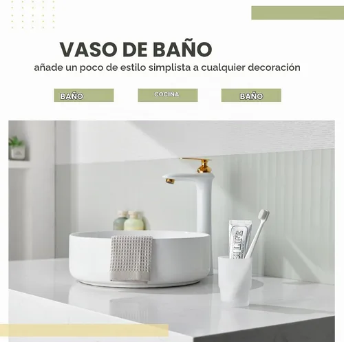 Vista 2 de Aomasi Taza de cristal del enjuague del baño para el lavabo del baño, taza Blanco esmerilado