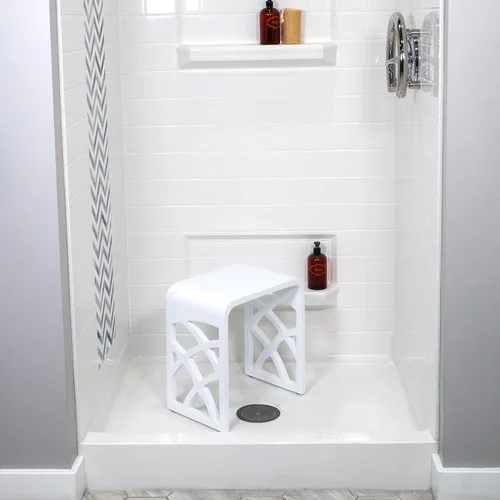 Vista 3 de SolutionBased Refine M3 - Silla de ducha de baño, color blanco mate, 19 libras, silla de ducha para ducha interior, asientos de ducha para ancianos