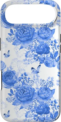Vista 27 de Funda para iPhone 16 French Country Floral Azul Blanco Toile Grandmillennial Roses