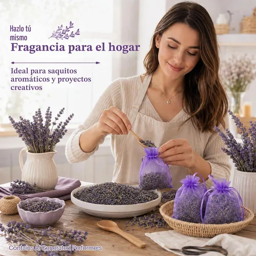 Vista 4 de Sukh 3OZ Bolsas de Capullos de Lavanda Seca - Bolsas de Lavanda para Cajones, Armarios, Aromas Frescos, Bolsas de Lavanda para Regalos