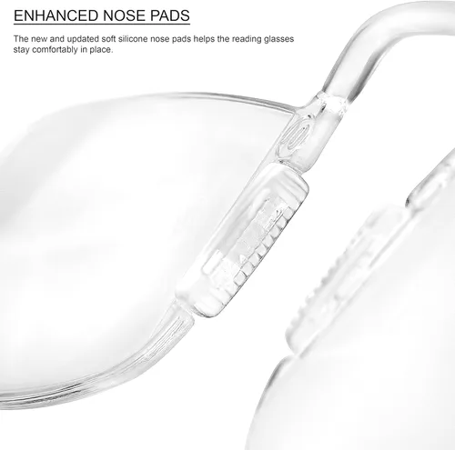 Vista 5 de Noble - Gafas de lectura pequeñas (paquete de 3) – Lectores sin montura con 3 portatarjetas de crédito y 1 funda para teléfono celular – Trucos