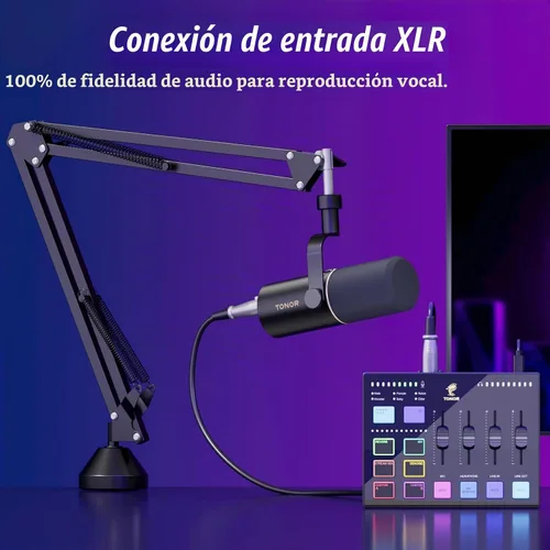 Vista 2 de TONOR Kit de micrófono dinámico para podcasts, interfaz de audio y micrófono XLR/USB para podcasting, grabación, micrófono de estudio cardioide XLR