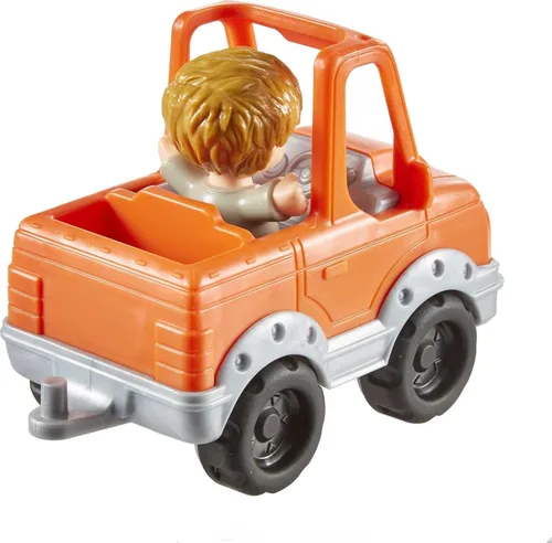 Vista 5 de Fisher-Price Little People - Juguete para niños pequeños, ayuda a un amigo a recoger camión, vehículo naranja y figura para jugar a partir de 1 años