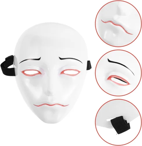 Vista 8 de Costume Mask Pvc Material White Full Face for Adults with Soft Inner Lining and Comfortable Fit for Role Playing and Themed Parties