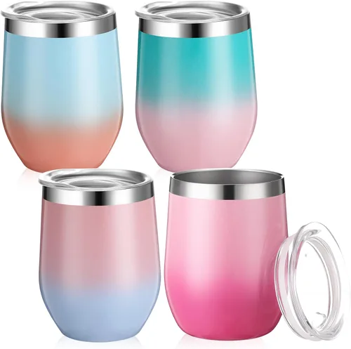 Vista 11 de Baderke - Vaso de vino aislado de 12 onzas con tapa, rosa degradado, 16 Gradiente Rosa