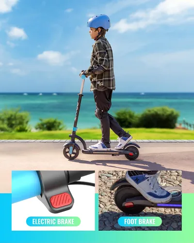 Vista 4 de Gyroor H40 Kids Electric Scooter 180W 10MPH LED Lights Ages 6 12