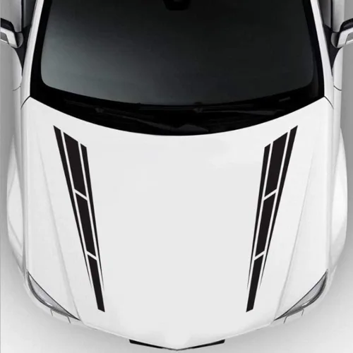 Vista 3 de Calcomanía universal para capó de coche, diseño de rayas modificadas de vinilo para el lado del cuerpo, color negro (negro)