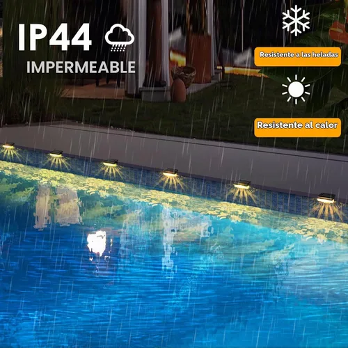 Vista 5 de Mancra Luces solares para exteriores, luces solares para terraza, iluminación exterior impermeable para patio, valla, escaleras, postes Blanco cálido