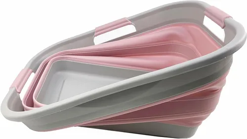 Vista 8 de SAMMART Cesta plegable de plástico de 30 L (8 galones) para lavandería, contenedor de almacenamiento plegable y organizador, tina de lavado