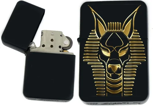 Vista 42 de Faraón, egipcio, tutankamón, cleopatra, ojo de Horus, pirámides-Ankh, leona-diosa única coleccionable s Infinity negro mate encendedores a prueba