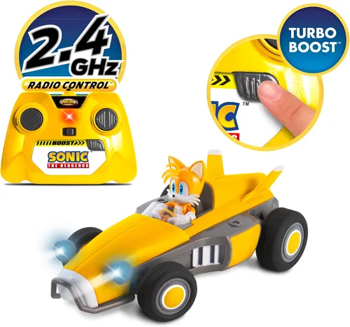 Vista 2 de NKOK Sonic Racing RC Car - Tails the Fox, 2.4GHz Turbo Boost, mayores de 6