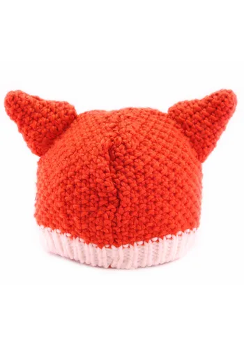 Vista 4 de Gorro Tejido Naranja con Orejas de Zorro Multicolor