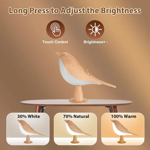 Vista 3 de Lenporl 2 Pack de lámparas de mesa LED con diseño de pájaro, lámparas de aroma con sensor táctil recargable, con 3 niveles de brillo, ABS regulable