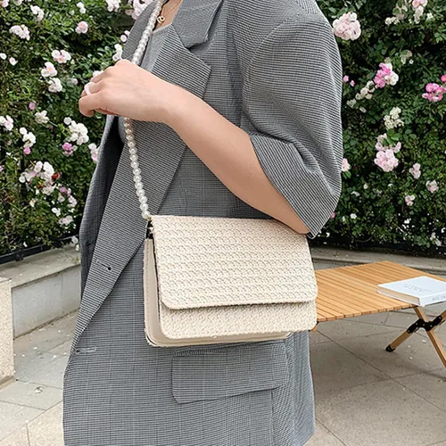 Vista 3 de CHARMORE Bolso cruzado para mujer, pequeño bolso de paja para playa, bolso de hombro tejido elegante, bolsos de viaje