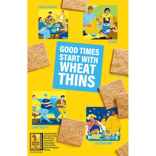 Vista 12 de Wheat Thins Galletas con un toque de sal, bajas en sodio, galletas integrales de trigo, paquetes a granel, 6 cajas de 8.5 onzas cada una Galletas