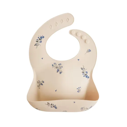 Vista 132 de Mushie - Babero de silicona para bebé, ajustable y resistente al agua (abejas) De 4 a 24 meses, lavable a máquina, correa ajustable