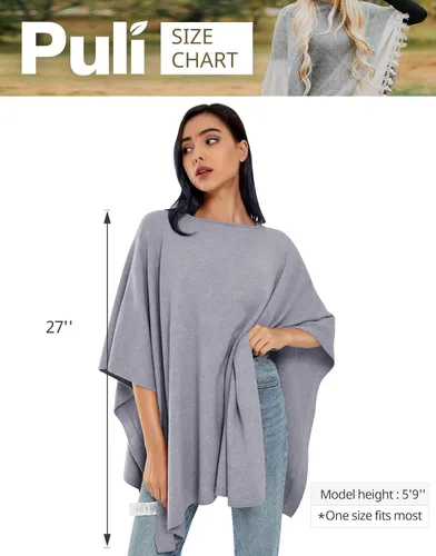 Vista 6 de Suéter sin botones para mujer chal de cachemira ajuste holgado para otoño e invierno