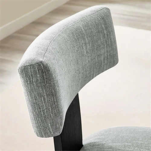Vista 10 de Modway Nalani - Juego de 2 sillas de comedor sin brazos en tejido jaspeado, gris y negro, sillas auxiliares contemporáneas con patas de madera