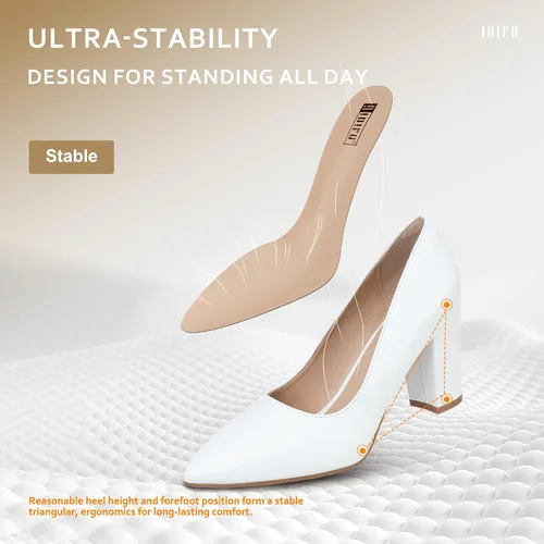 Vista 6 de IDIFU Zapatos clásicos IN3 para mujer, tacones cerrados, tacón alto y grueso, para trabajo, oficina, cómodos, para boda, novia, fiesta, puntiagudo