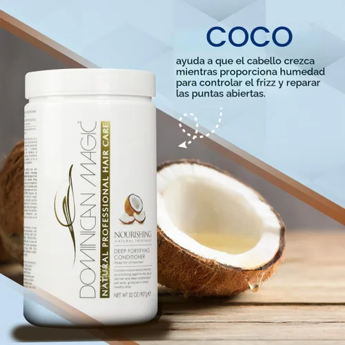 Vista 2 de DOMINICAN MAGIC Acondicionadores nutritivos para fortalecer profundamente, acondicionador de coco para reparación e hidratación intensivas