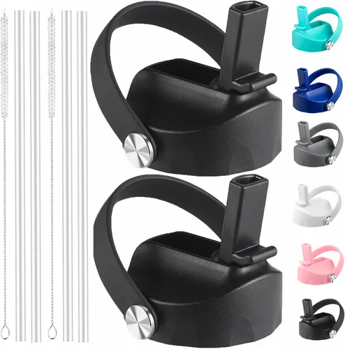 Vista 12 de Tapa de popote compatible con Hydro Flask de boca ancha de 12, 16, 18, 32, 40 onzas, tapas con popote para accesorios de botellas de agua, tapa