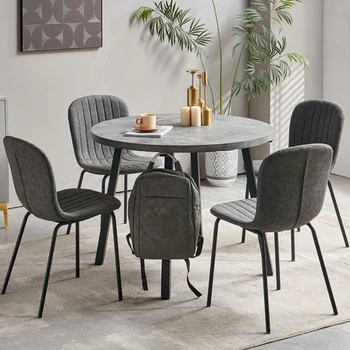 Vista 13 de Juego de mesa de comedor para 4, moderno juego de mesa de cocina de 5 piezas, mesa de comedor rectangular de 47 pulgadas y sillas vintage de piel
