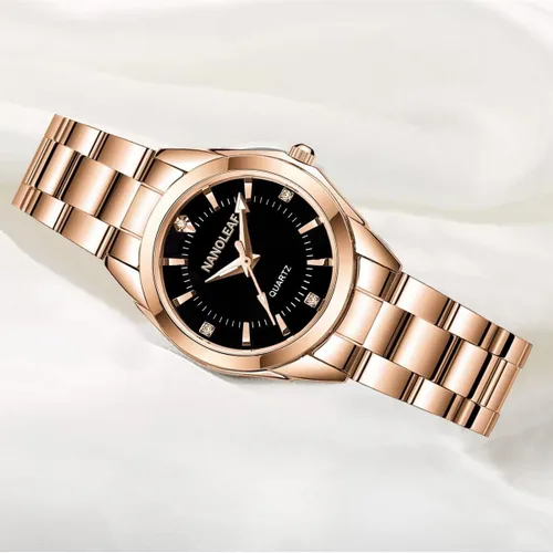 Vista 2 de Reloj de cuarzo clásico casual para mujer, de acero inoxidable, impermeable, luminoso, para mujer