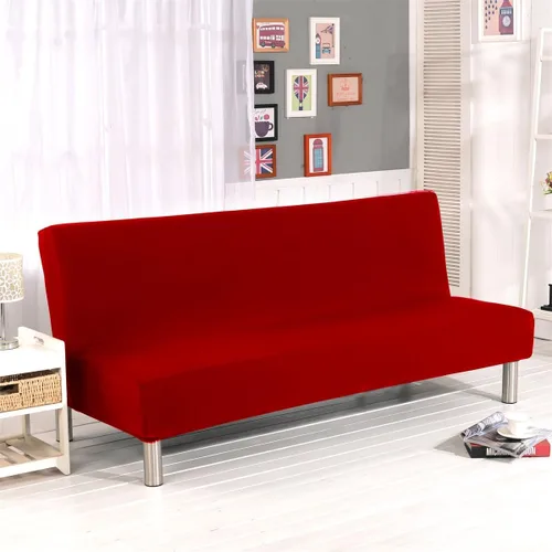 Vista 10 de Funda de sofá cama sin brazos de color sólido, poliéster spandex elástico, funda para futón de 3 plazas, completamente plegable, protector de sofá