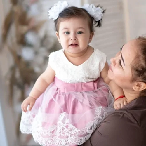 Vista 3 de TTYAOVO Vestido de fiesta de princesa de flores para niñas de 1 a 5 años