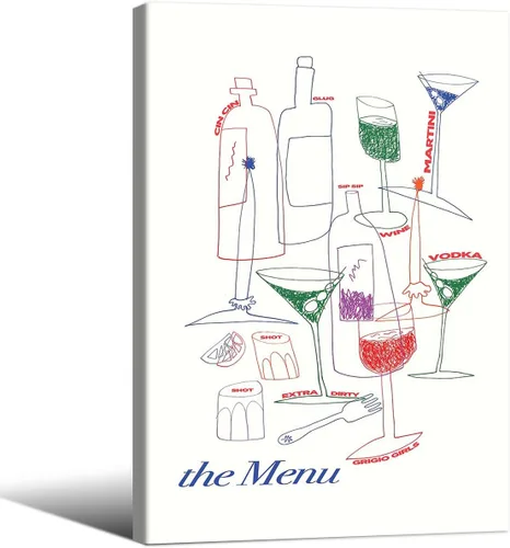 Vista 12 de MWZUPQ Póster de cóctel colorido de moda, retro, lindas copas de vino, lienzo, arte de pared, llena tu taza, pinturas impresiones de bares, cocina