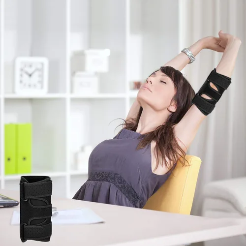 Vista 5 de Codera, 2 férulas de metal extraíbles para tendinitis, codo para atrapamiento del nervio cubital, síndrome del túnel cubital, férula de codo