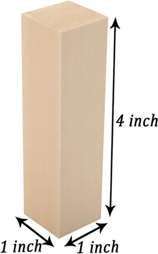 Vista 3 de Bloques de tallado de tilo de 4 pulgadas, madera sin terminar para tallar y manualidades, paquete de 12 bloques rectangulares de 4 x 1 x 1 pulgadas