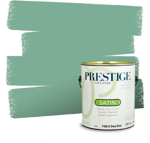 Vista 174 de Prestige Paints - Pintura exterior e imprimación en uno, 1 galón, plano, compatibilidad comparable con el color menta «Whipped Mint» de Behr