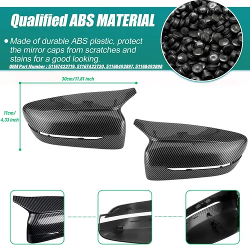Vista 3 de Tapa de espejo lateral de fibra de carbono de repuesto para BMW 3 Series G20 320i 325i 330i 5 Series G30 525i 530i 540i M Sport 2017-2022