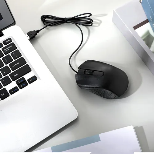 Vista 6 de Bonuci Paquete de 30 ratones USB con cable de 3 botones para computadora, mouse USB a granel para PC, laptop, oficina, escuela, uso en el aula Negro