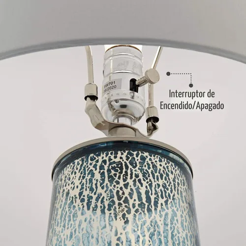 Vista 5 de Marcus - Lámpara de mesa grande de 30 pulgadas, diseño cónico de cristal de mercurio, columna azul Single - Vidrio de mercurio azul cónico