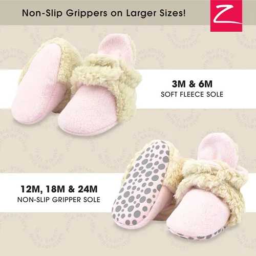 Vista 2 de Zutano Botines unisex de forro polar, dos cierres a presión, recién nacido a 24 meses